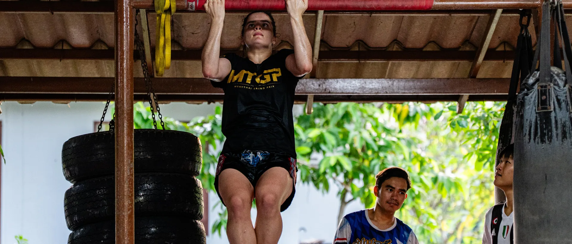Conditioning drills at Kiatphontip Muay Thai camp, Bangkok